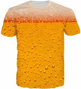 Loveternal Gold Bier T-Shirt 3D Muster Gedruckt Casual Grafik Kurzarm Tops Tees für Frauen Männer L